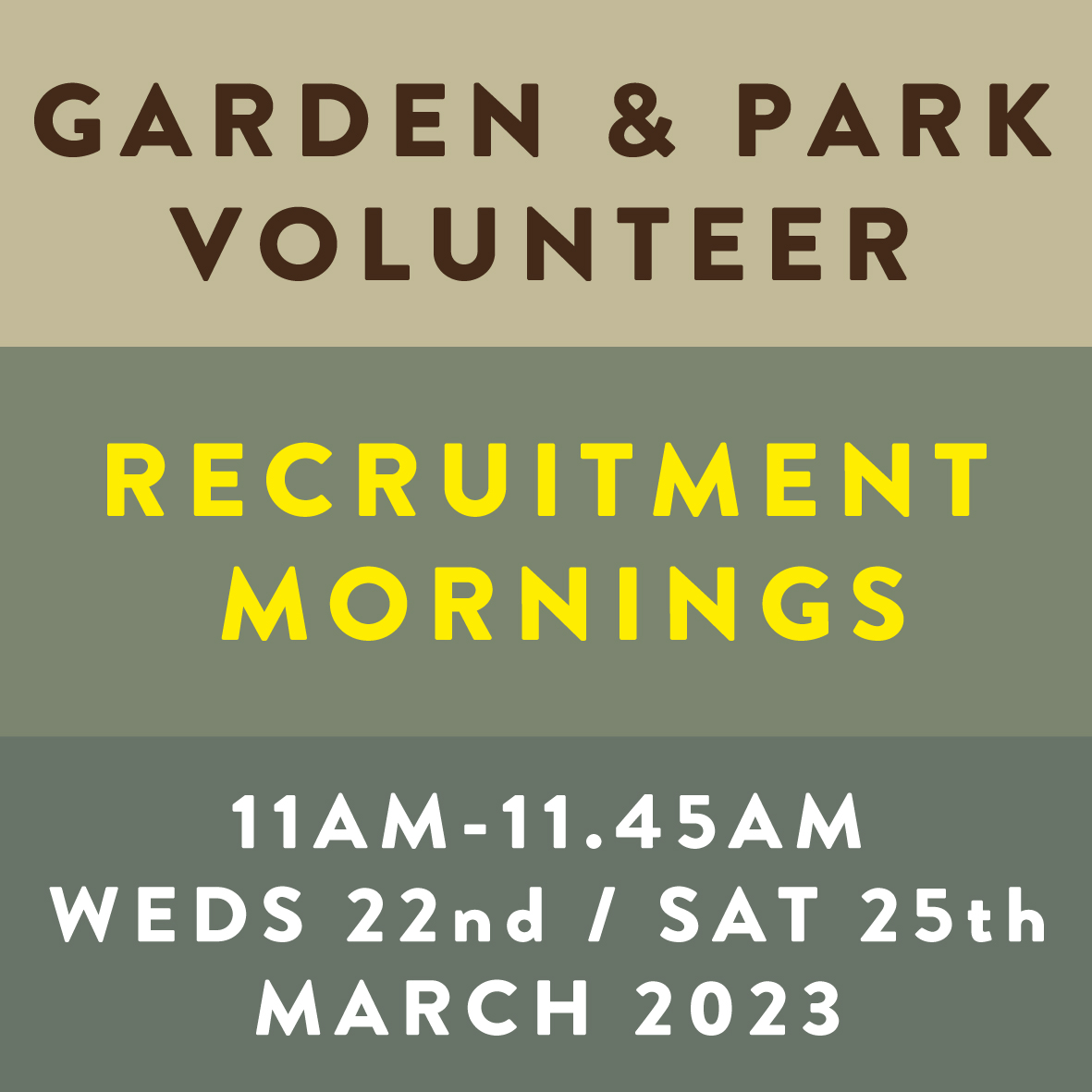 Volunteer Recruitment mornings (22nd & 25th Mar 2023)